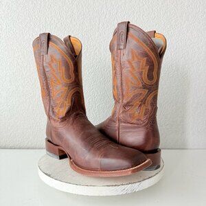 NEW Rod Patrick Mens Cowboy Boots Cognac Brown Western Square Toe Size 14.5AAA